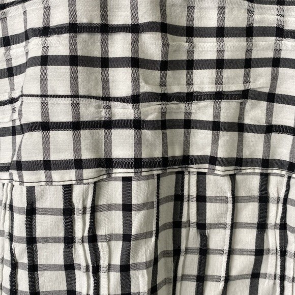 Foxcroft Germaine Crinkle Mini Check Button Up Tunic Shirt 3/4 Sleeve Textured - Picture 8 of 16